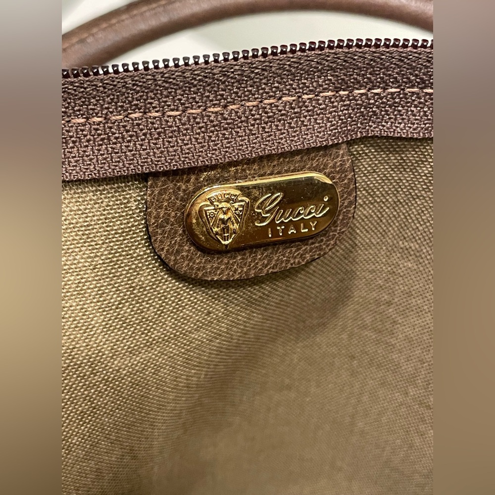 NWOT GUCCI Vintage GG Brown Monogram Canvas and Leather XL Travel 90s Tote Bag - Picture 8 of 10